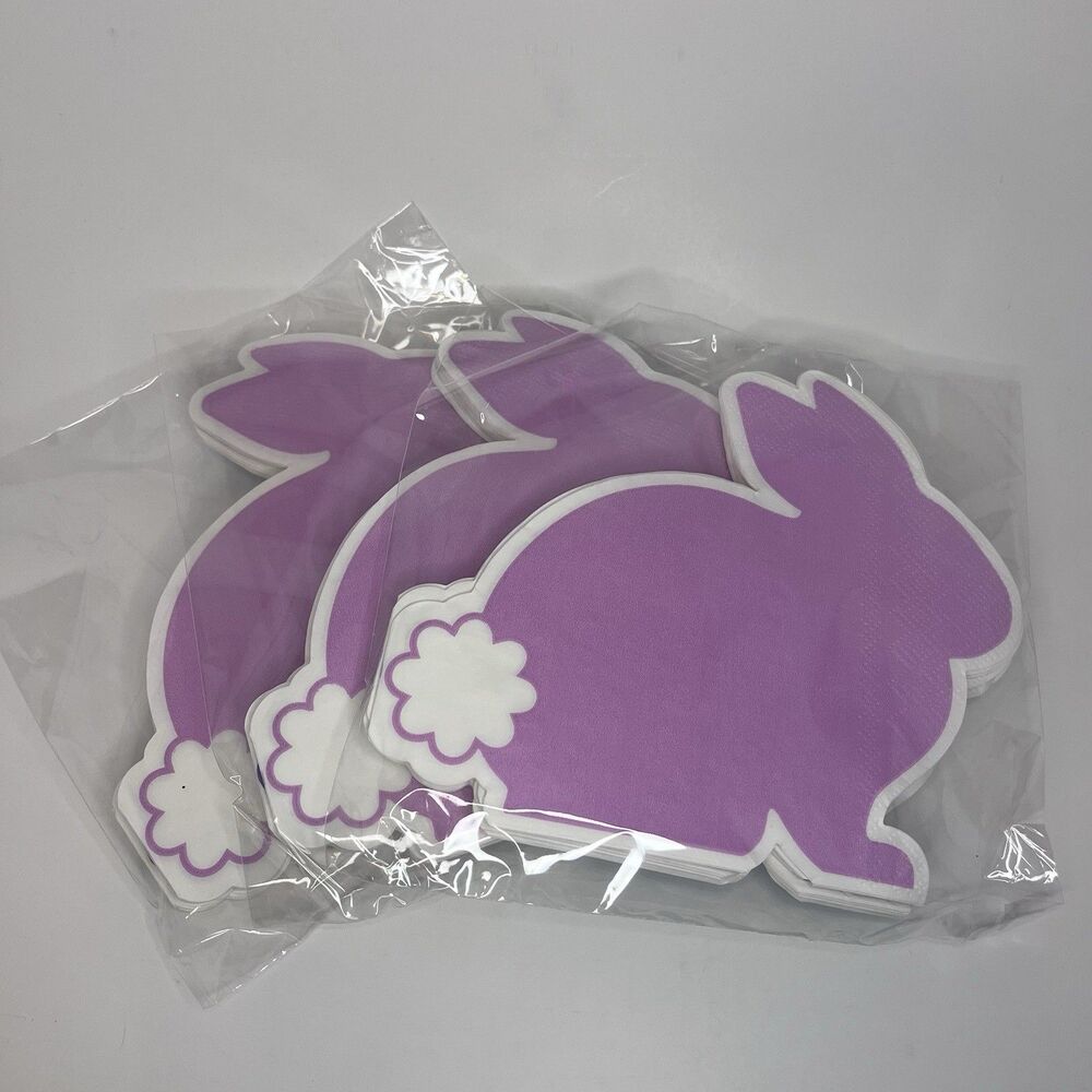 Easter Bunny Shaped Napkins 20 Ct Spring Decor 5 Colors - LOT of 3
